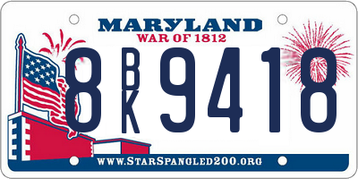 MD license plate 8BK9418