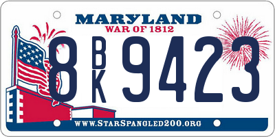 MD license plate 8BK9423
