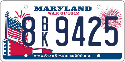 MD license plate 8BK9425