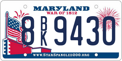 MD license plate 8BK9430