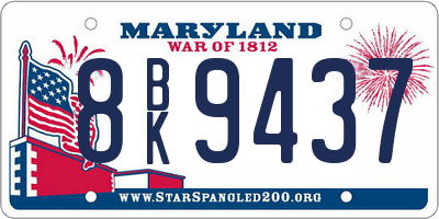 MD license plate 8BK9437
