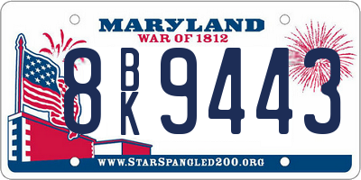 MD license plate 8BK9443