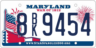 MD license plate 8BK9454