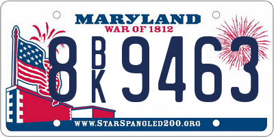 MD license plate 8BK9463