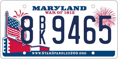MD license plate 8BK9465
