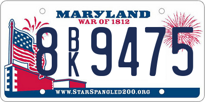 MD license plate 8BK9475