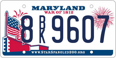 MD license plate 8BK9607