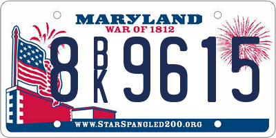MD license plate 8BK9615