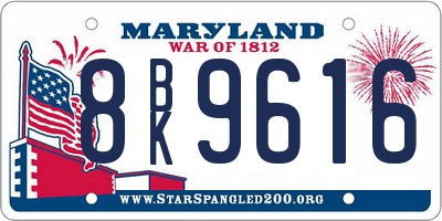 MD license plate 8BK9616