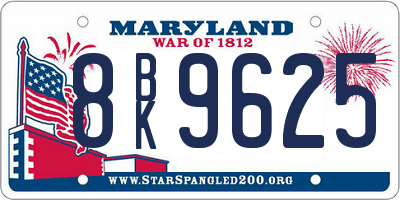 MD license plate 8BK9625
