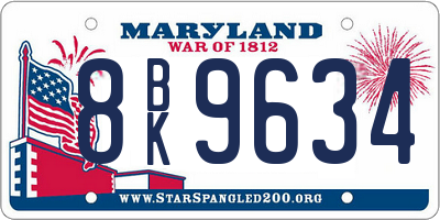 MD license plate 8BK9634