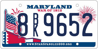 MD license plate 8BK9652