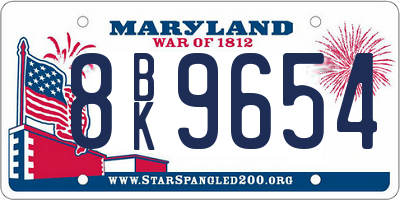MD license plate 8BK9654