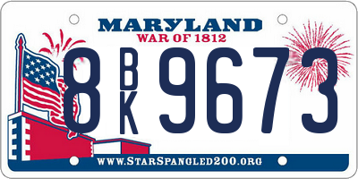 MD license plate 8BK9673