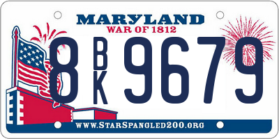 MD license plate 8BK9679