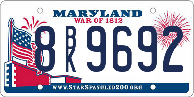 MD license plate 8BK9692