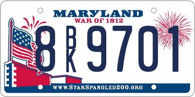MD license plate 8BK9701