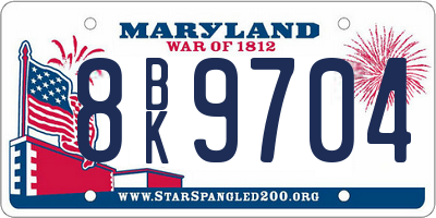 MD license plate 8BK9704