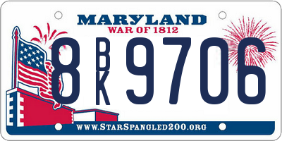 MD license plate 8BK9706