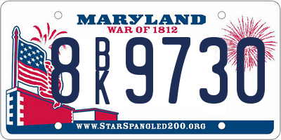 MD license plate 8BK9730