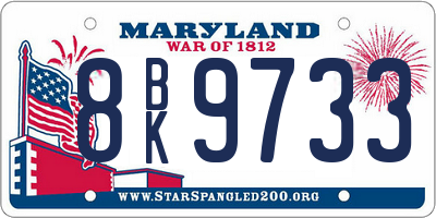 MD license plate 8BK9733