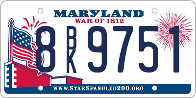 MD license plate 8BK9751