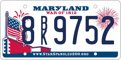 MD license plate 8BK9752