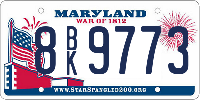 MD license plate 8BK9773