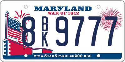 MD license plate 8BK9777
