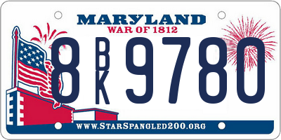 MD license plate 8BK9780