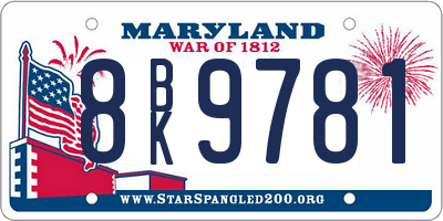 MD license plate 8BK9781