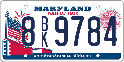 MD license plate 8BK9784