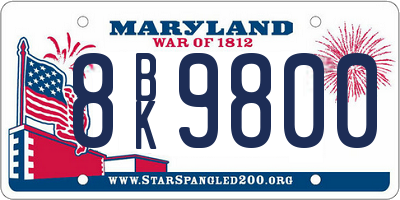 MD license plate 8BK9800