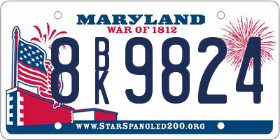 MD license plate 8BK9824