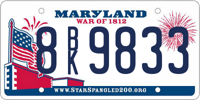 MD license plate 8BK9833