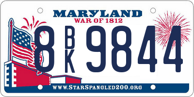 MD license plate 8BK9844