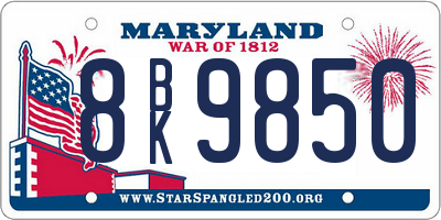 MD license plate 8BK9850
