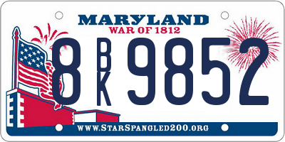 MD license plate 8BK9852