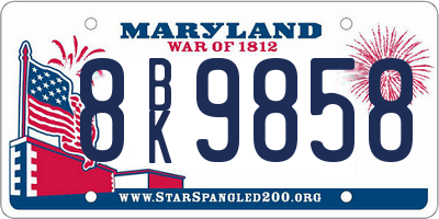 MD license plate 8BK9858