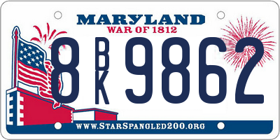MD license plate 8BK9862
