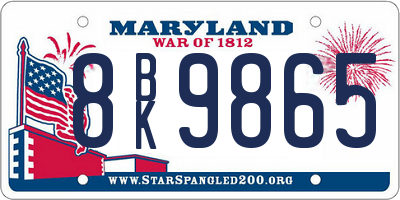 MD license plate 8BK9865
