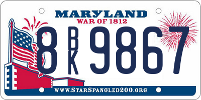 MD license plate 8BK9867