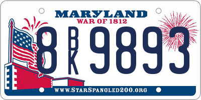 MD license plate 8BK9893