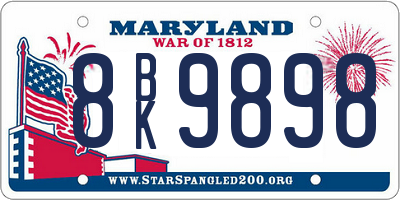 MD license plate 8BK9898