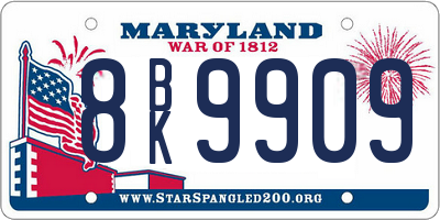 MD license plate 8BK9909