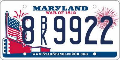 MD license plate 8BK9922