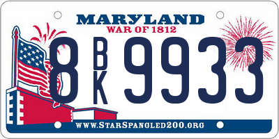 MD license plate 8BK9933