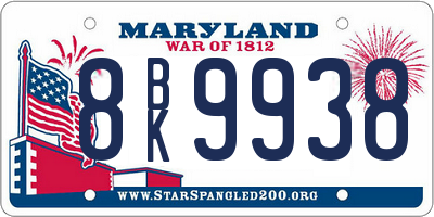 MD license plate 8BK9938