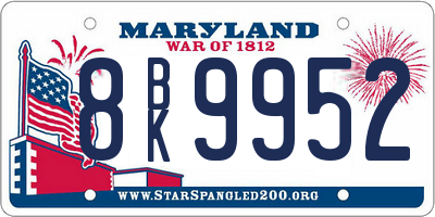 MD license plate 8BK9952