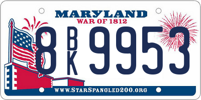MD license plate 8BK9953